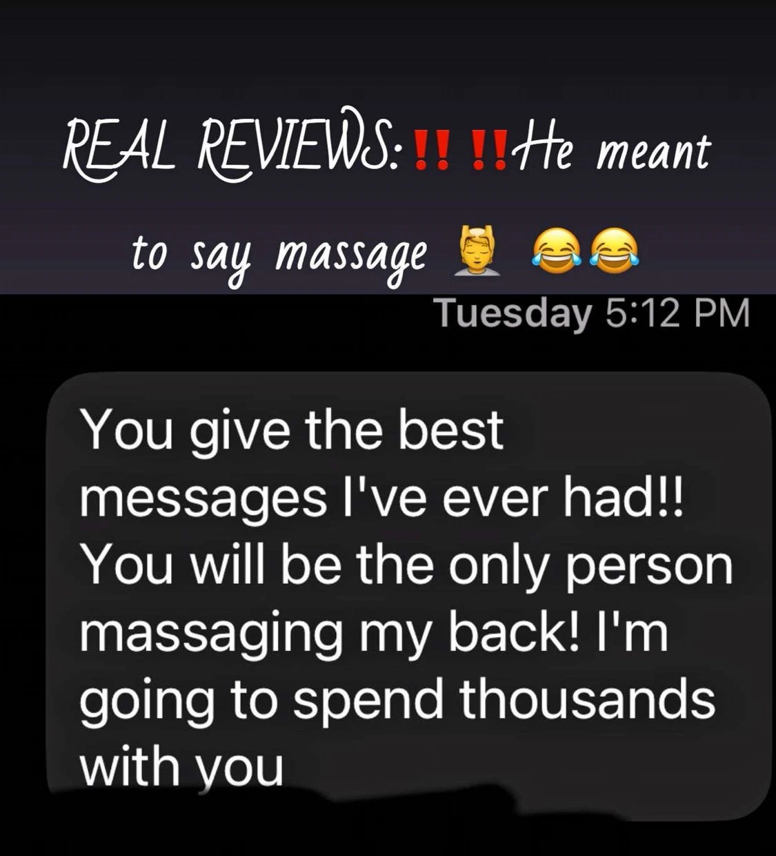 Real client text message review for Velvet Touch